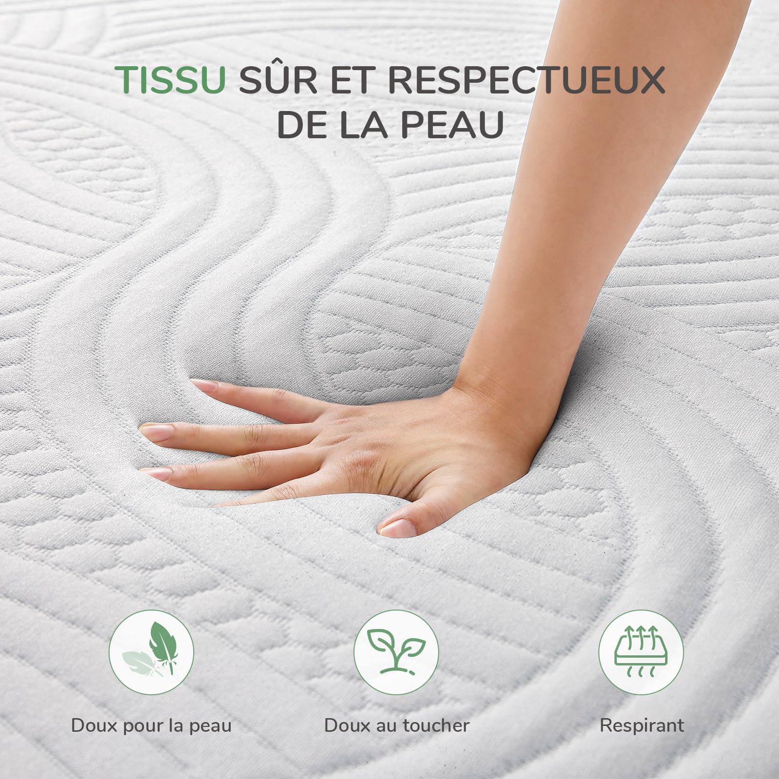 Novilla Surmatelas 120 X 190 CM, Surmatelas en Mousse à Mémoire de Forme Gel, Épaisseur 7,5 CM, avec Design Antidérapant et Certification de Sécurité, sans Odeur, Housse Lavable
