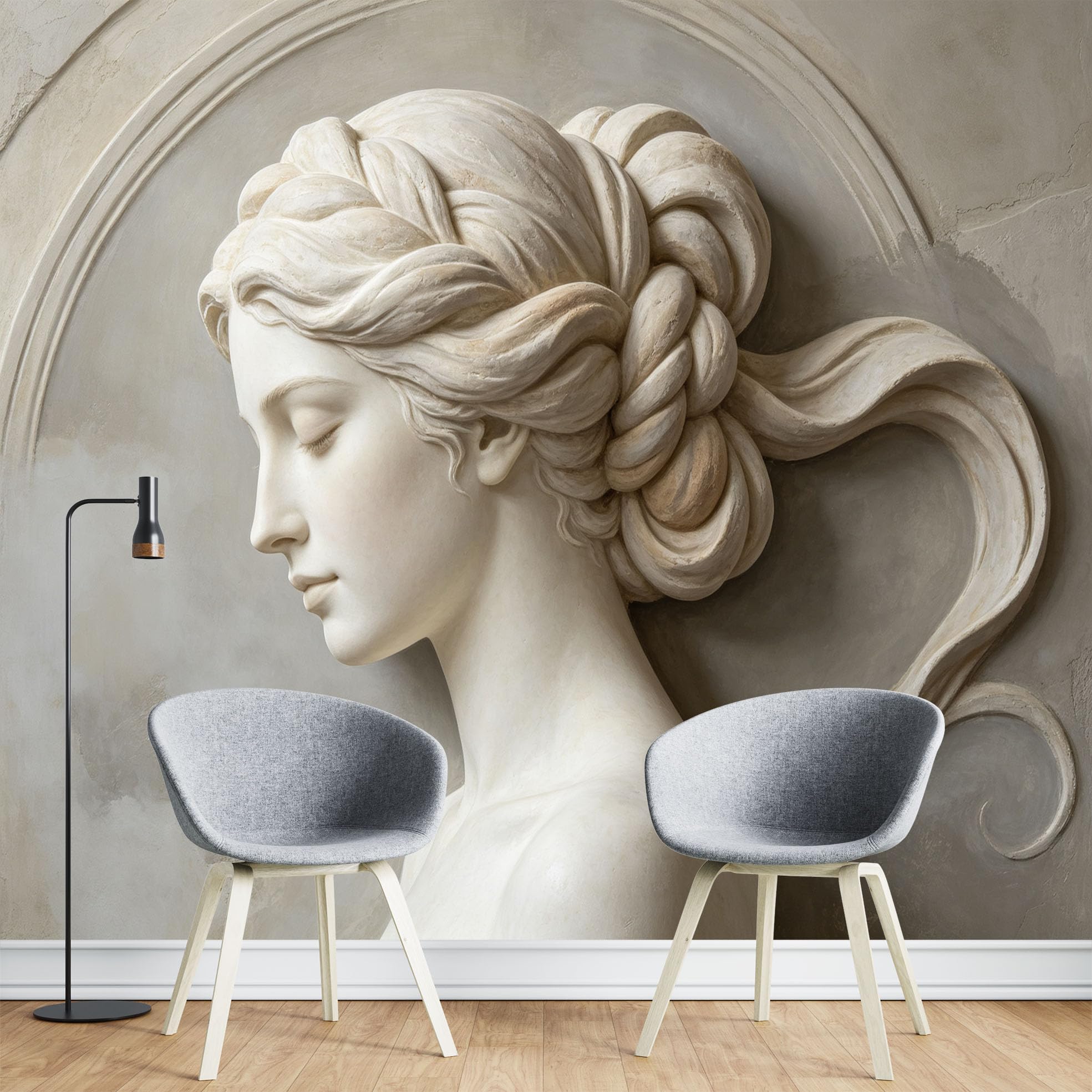 Papier Peint Photo 3D 210 x 150 cm Motif Déesse Classique Intissé Art Mural Inspiré la Sculpture Décoration Moderne pour Salon Ou Chambre.