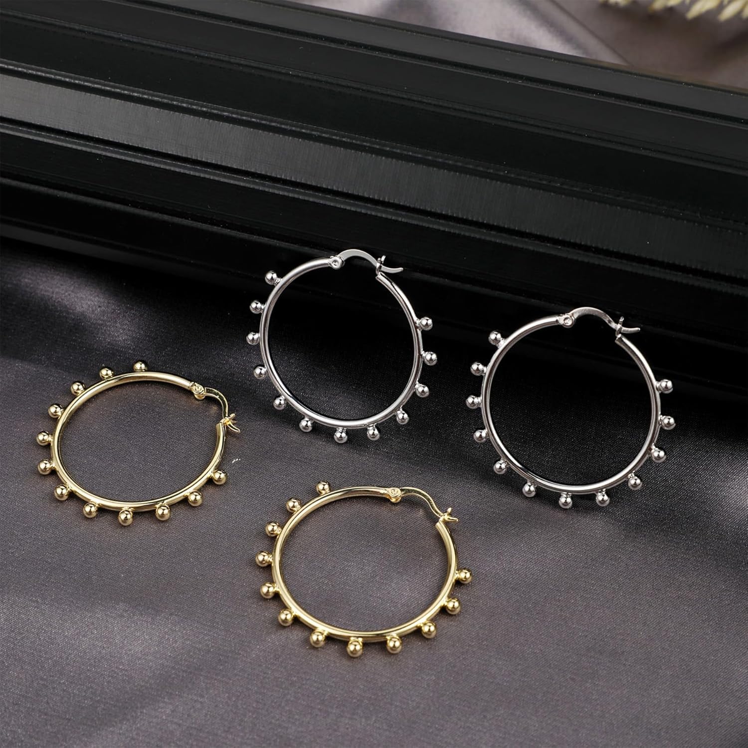 Chunky Gold Stud Earrings for Women 14k Gold Plated Hypoallergenic Earrings Statement Trendy Fashion Gold Jewelry Gifts - Image 6