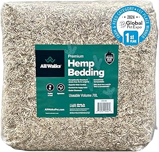 All Walks 70 Liter Hemp Bedding for Chicken Coops, Horses, Ponies, Llama, Emu, Ducks, and Turkeys - 100% Natural, Superior Odor Control, Biodegradable Pet Bedding, Dust-Free - Made in USA