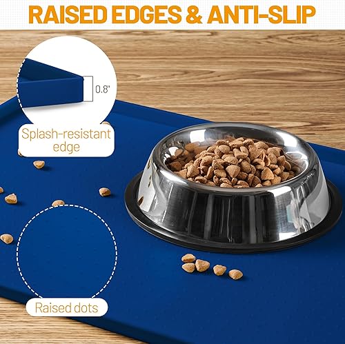 Miniatura 79 de Hubulk Tapete de alimentación para perros, 100% impermeable, de silicona de grado alimenticio, mantel individual para alimentos y agua