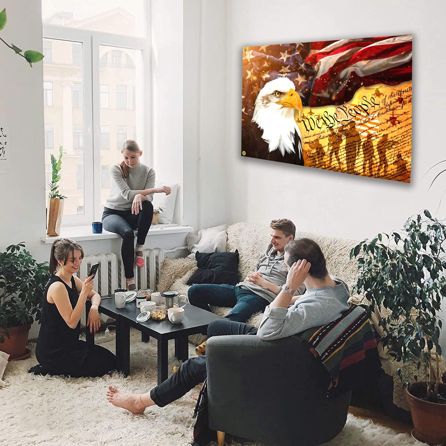 We The People American Flag 3x5 Ft Memorial Day 4th of July Independence Day Flag Polyester Mirror Printing for Outdoor House Yard Indoor, Bald Eagle Amrican Flag Patriotic Freedom Flag Banner Decor - Image 7