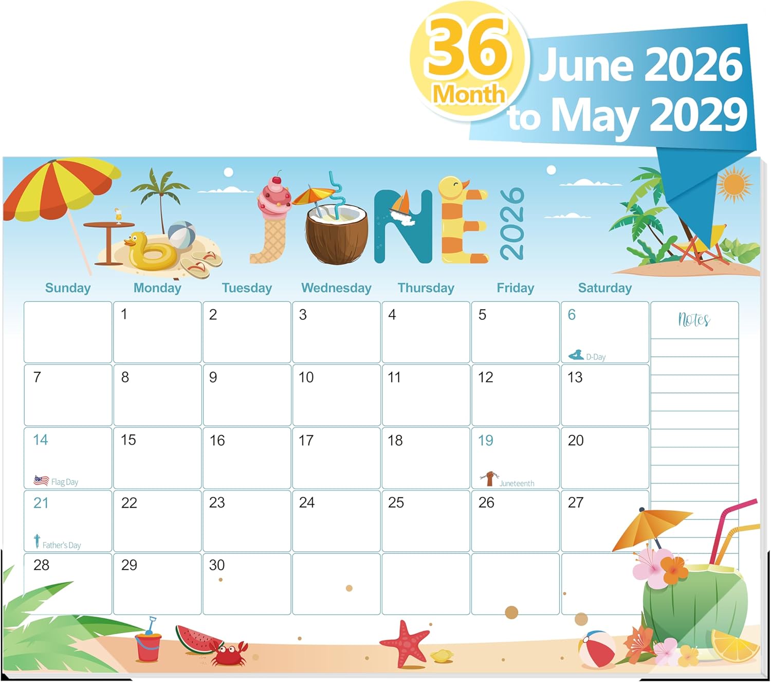 GuassLee Desk Calendar 2026-2027 Large 22" x 17" Desktop/Wall Monthly Calendar 19-Month School Year Planner Covers June 2026 to December 2027 with Julian Date&Notes for Easy Organizing