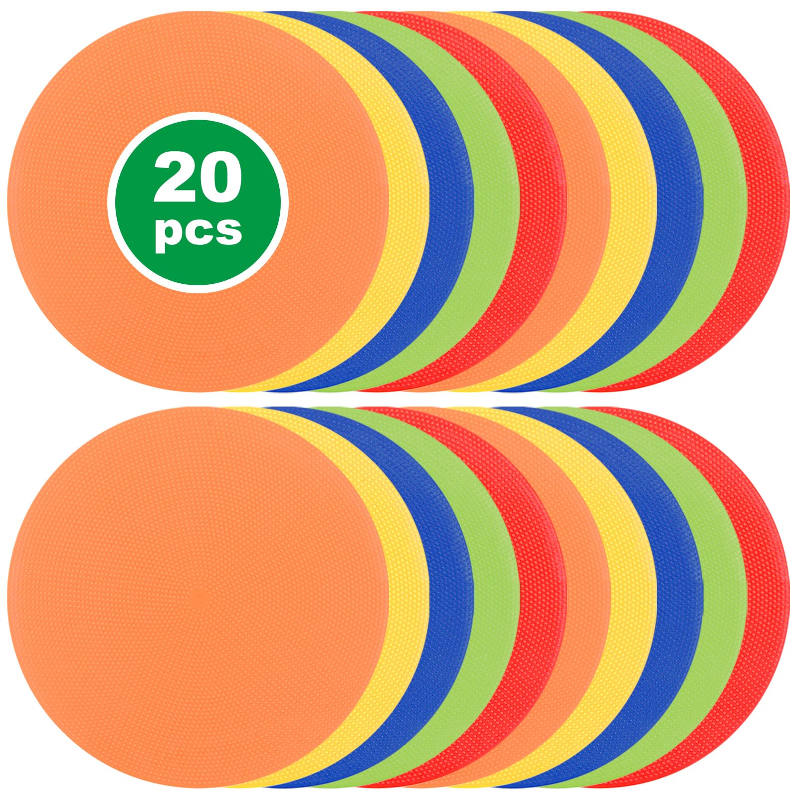 MIVIDE 20pcs Disque de Marquage Plat 23 cm, 5 Couleurs Plats Cône de Marquage, Plot Sport pour l'Entraînement, Le Football, Les Terrains de Sport