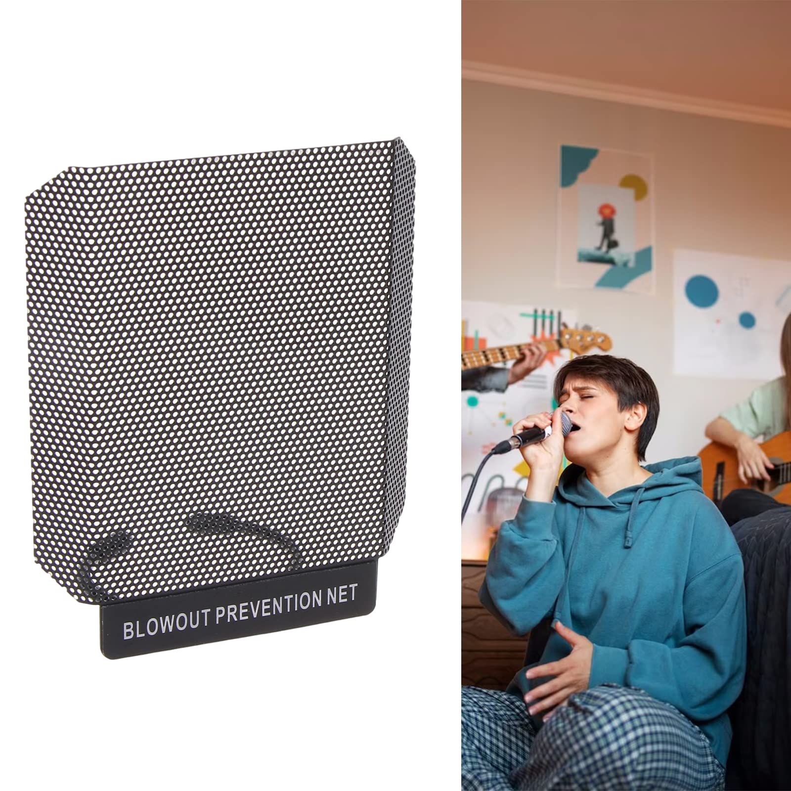 GRABLOOM Pop Filter Anti-Plosive Noise Shield Eliminates and Hisses Three-Layer Steel Mesh with Attachment Points Microphone Pop Shield