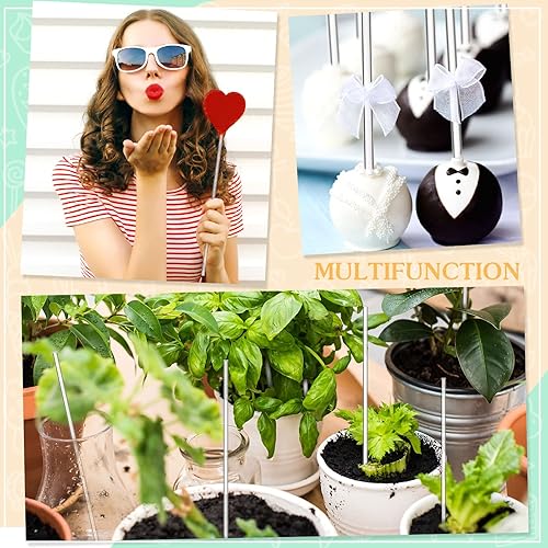 Miniatura 6 de Zopeal 200 palitos acrílicos para tartas, palitos de dulces para bodas, Navidad, dulces, pasteles, chocolate, galletas, postres, hechos a mano,