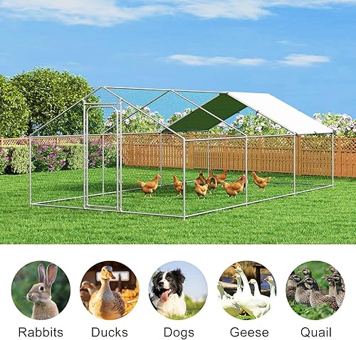 Miniatura 8 de Jaula grande de metal para gallinero con cubierta impermeable y anti-ultravioleta para jardín de granja, jaula para conejos, techo de lanza de pato