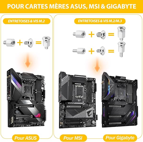 IEAWISL M.2 SSD Screws Kit, NVMe Screws for ASUS MSI Gigabyte Asrock Motherboard, 34Pcs M.2 SSD Screws Standoffs for Laptop PC Repair & DIY, Screwdriver Included (Silver) - 4