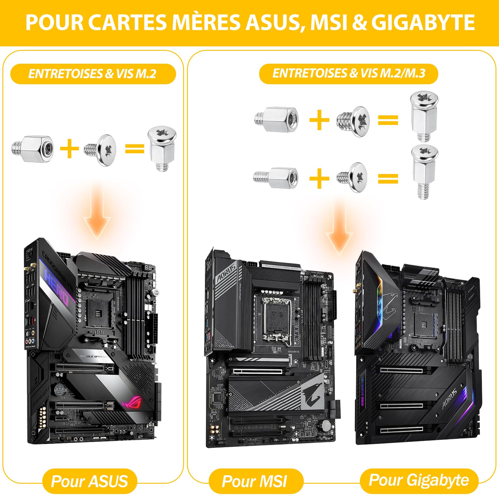 IEAWISL M.2 SSD Screws Kit, NVMe Screws for ASUS MSI Gigabyte Asrock Motherboard, 34Pcs M.2 SSD Screws Standoffs for Laptop PC Repair & DIY, Screwdriver Included (Silver) - 4