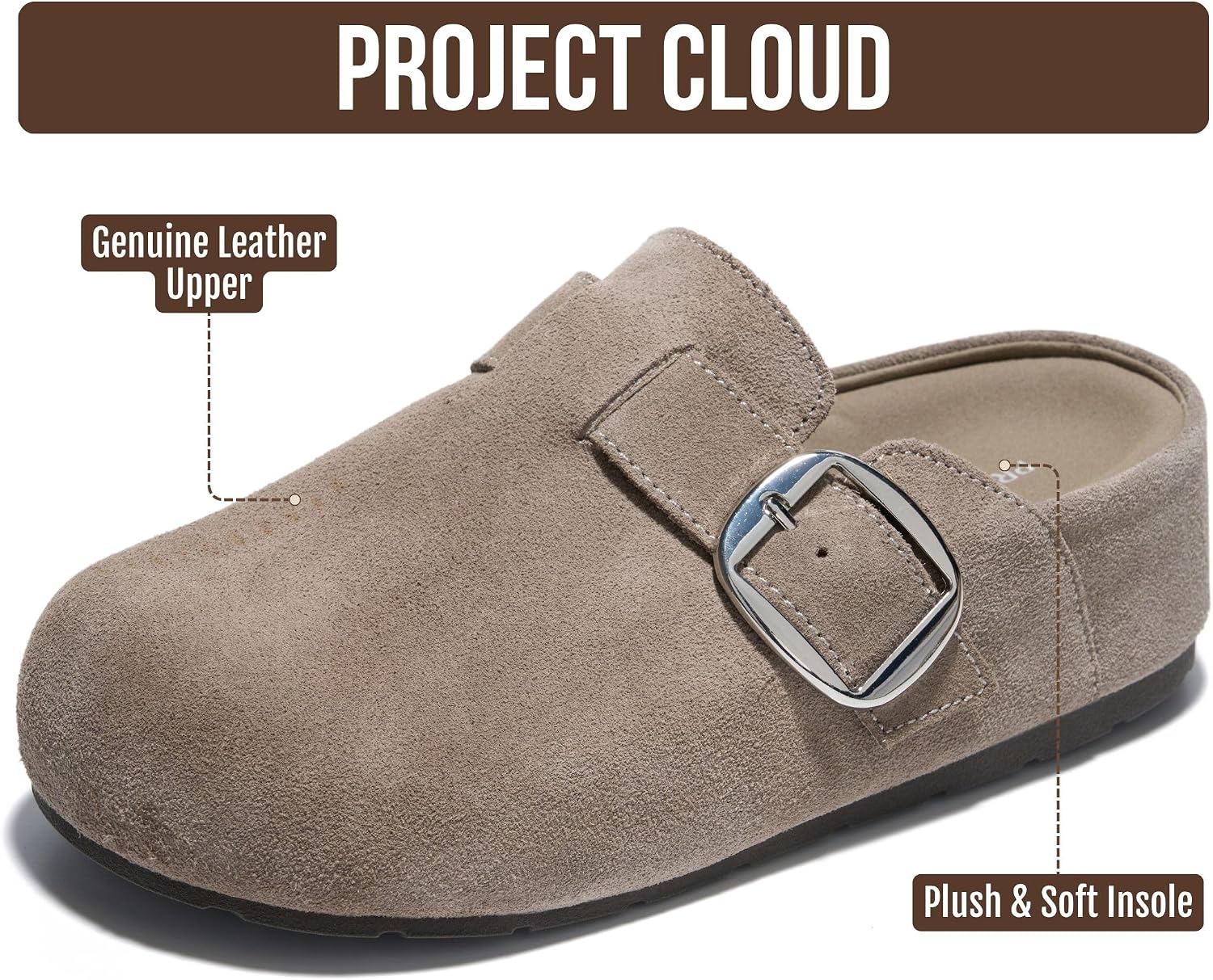 Project Cloud 100% Genuine Leather Platform Clogs for Women (Rothera) | Womens Clogs with Plush & Soft Insole and Arch Support Mules for Women Footwear - Stylish & Non-Slip Women's Mules & Clogs