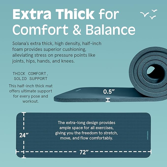 Additionally, the mat's durable construction ensures longevity, making it a cost-effective choice for fitness enthusiasts. The material used is easy to clean, which helps maintain hygiene after sweaty sessions. Available in various colors, the Retrospec Solana Yoga Mat adds a personal touch to your workout gear while promoting a more enjoyable and effective exercise routine.