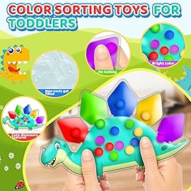 Christmas Stocking Stuffer Gift for Toddler Grandkid Boys Dinosaur Color Sorting Sensory Toy Fine Motor Roadtrip Travel Essenstial Dementia Fidget Preschool Classroom Activities for Kid Valentine Day