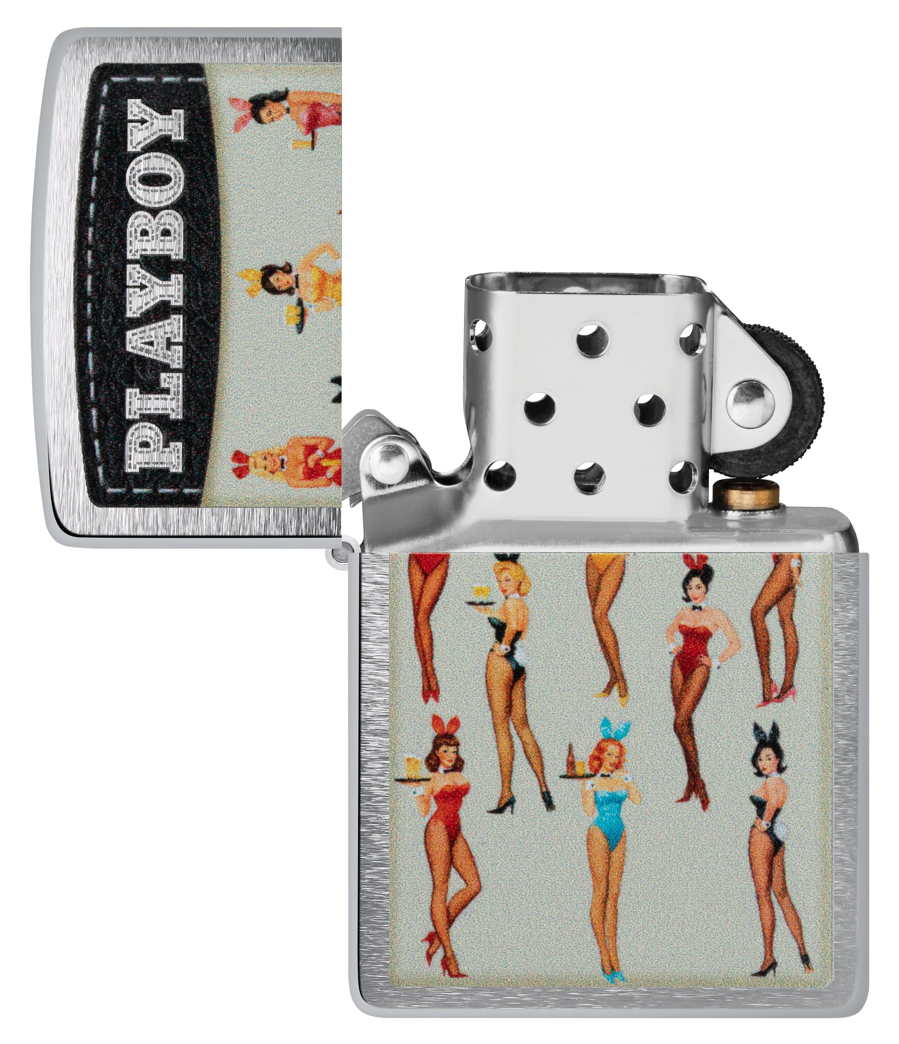 Zippo Sturmfeuerzeug - Playboy, Brushed Chrome, Color Image - Nachfüllbar - Wiederverwendbar - Windfestes Design - Geschenkbox - Made in USA
