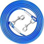 XiaZ Dog Tie Out Cable for Large Dogs, 15/20/30/50/70/100ft Heavy Duty Dog Cable Chain Up to 250lbs, Reflective Dog Lead Leash for Outside, Yard, Camping, (Silver, 250lbs 20ft)