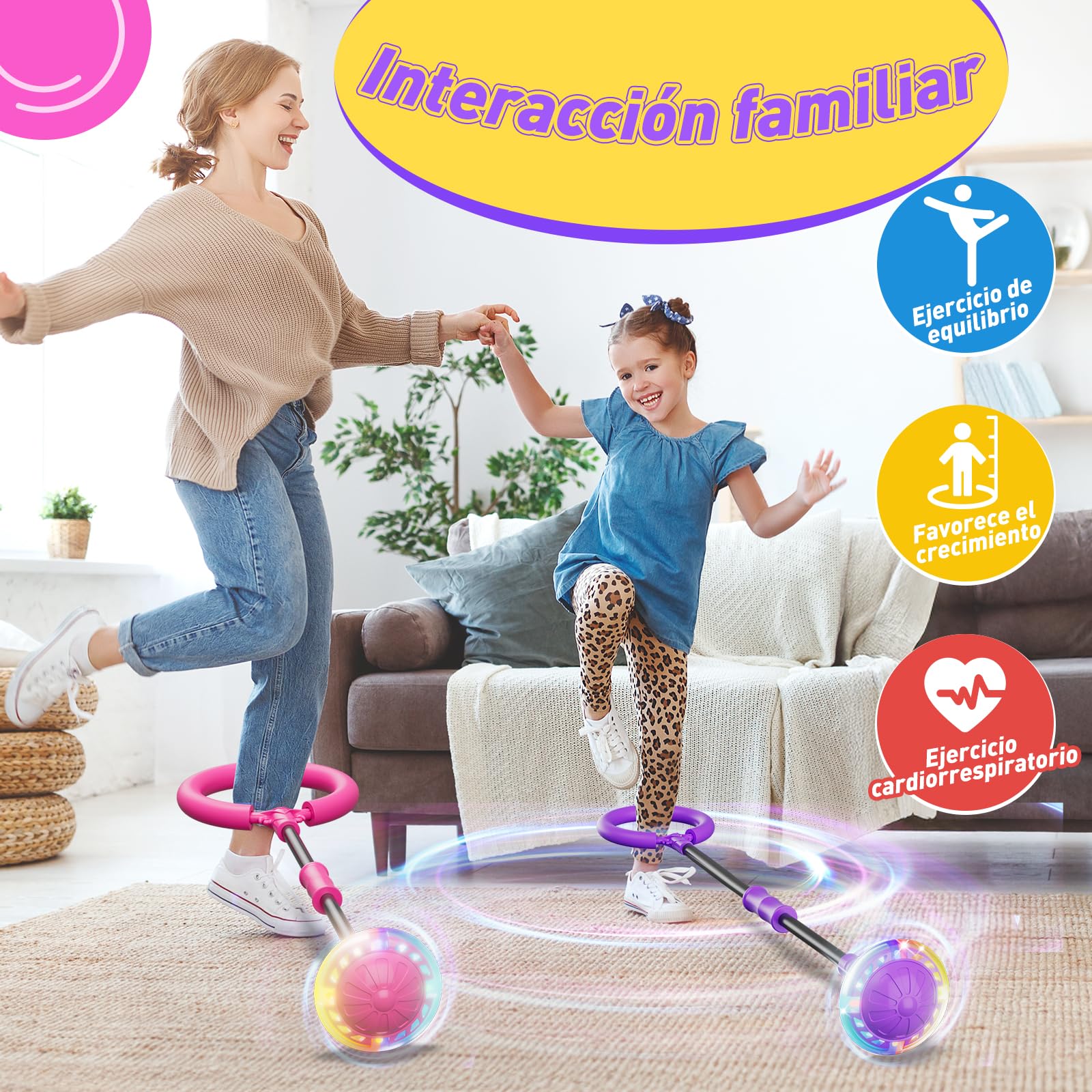 Bola de Salto de Tobillo Juguete Niña 6 7 8 9 10 11 Años Recargable Skip It Luminoso Regalos Juegos Niñas Bola Saltarina para Niños con Conteo de Vueltas Conteo de Calorías Conteo de Tiempo Violeta