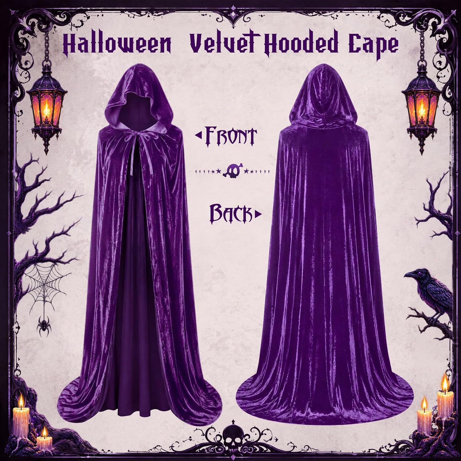 Hercicy 6 Pack Halloween Hooded Velvet Cape Vampire Witch
