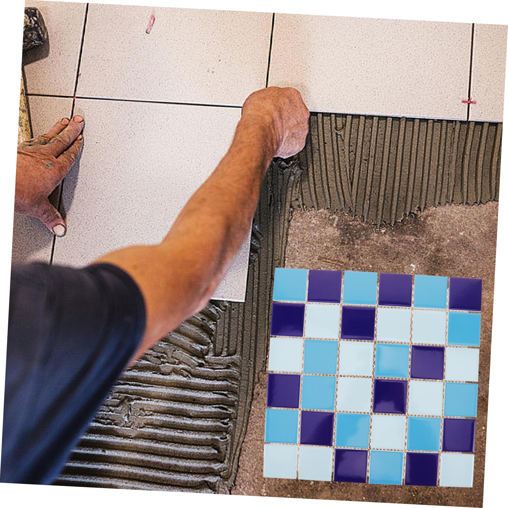 Cabilock Azulejos De Cerámica Azul Brillante 48x48 Cm, Baldosas Cuadradas Esmaltadas para Piscinas y Estanques, Resistentes y Lisos, para Decoración DIY y Revestimiento Profesional