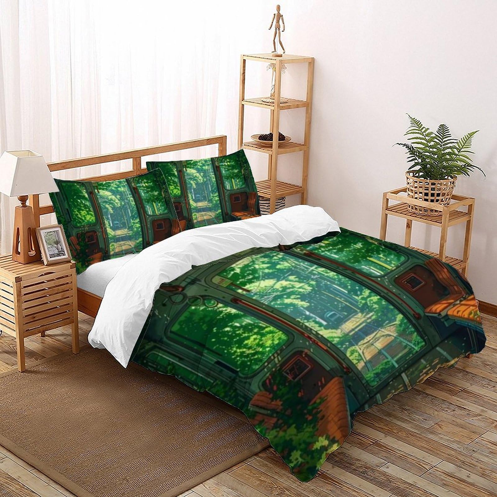 Housse de couette King 220x240 forêt imprimée en 3D pour lit de garçon