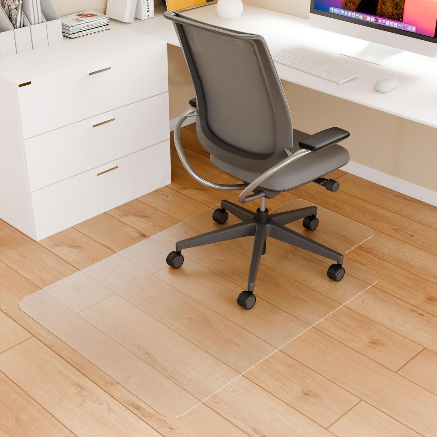 Office Chair Mat for Hard Floors, 30" x 48" Hardwood Transparent Protector for Desk Rolling Chairs, Clear Chair Mat for Home Office (with Lip) 30" x 48" - with Lip For Hard Floor