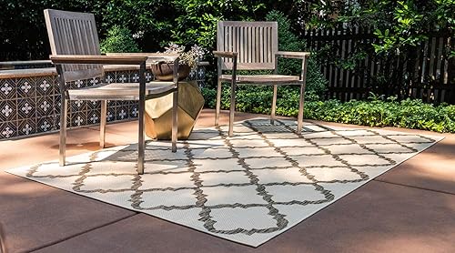Miniatura 2 de Unique Loom Alfombra Colección enrejado Marroquí Celosía Transicional Interior y Exterior, Polipropileno