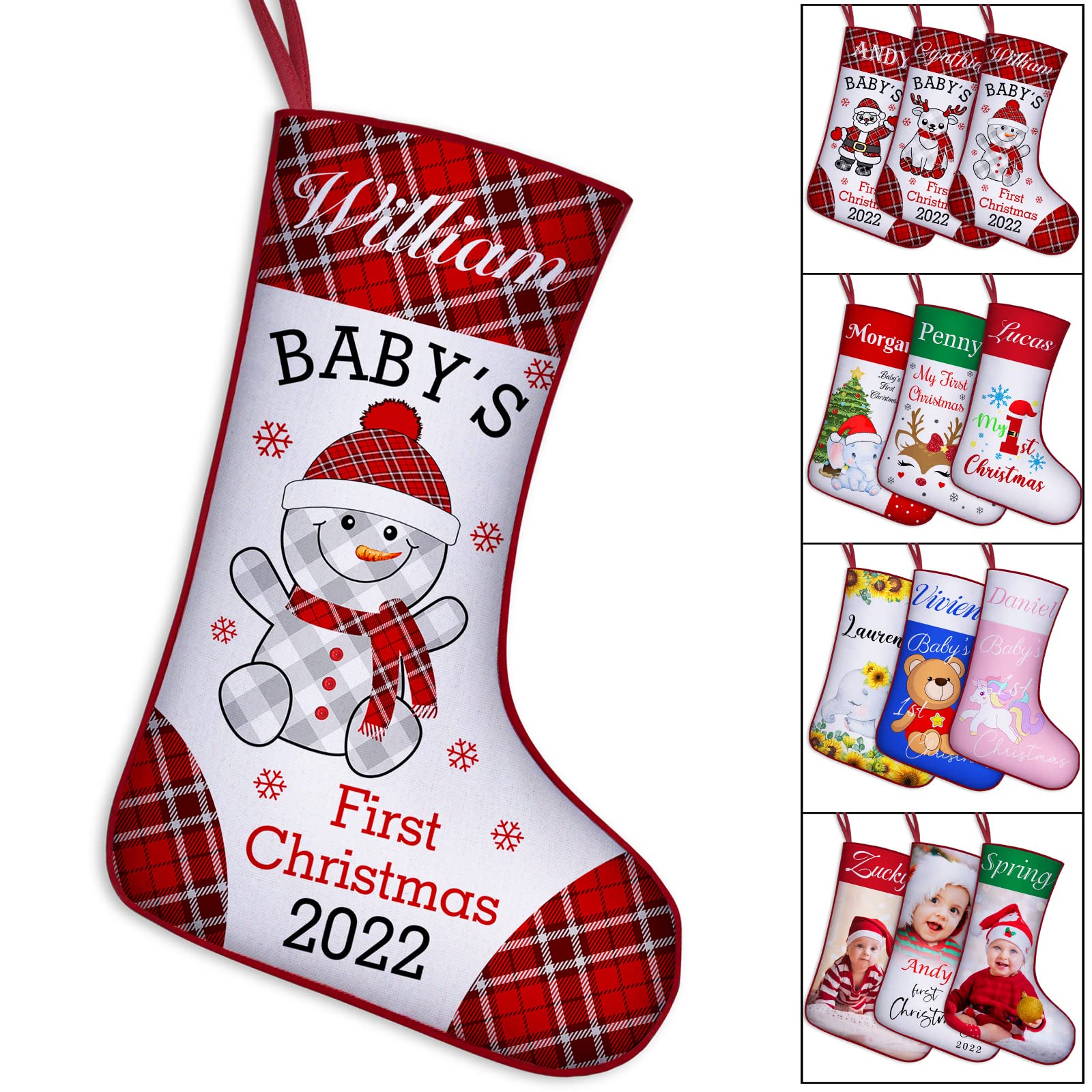 Yannanke Personalised Baby 1st Christmas Stocking Custom Babys