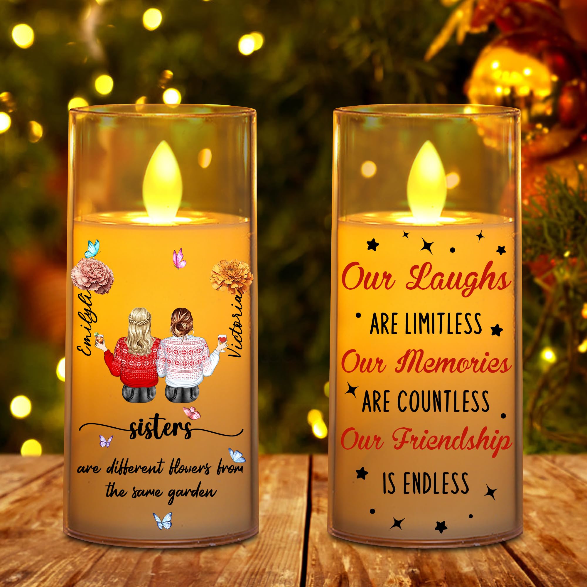 MYZQIFF Bestie Forever Our Friendship is Endless, Personalized Bestie LED Candles Light, Custom Name Christmas Friend Friendship Bestie Sister Candles Lamp Night Light Gifts for Women (style15)