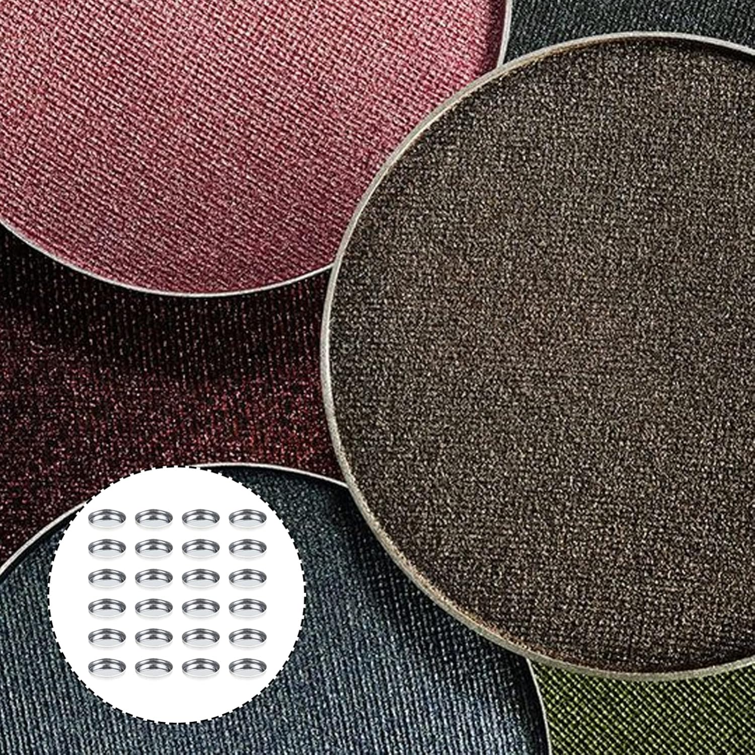30pcs DIY Empty Eyeshadow Pans Blusher Tray Round Metal Makeup Palette Suitable for Cosmetic Artists and Makeup Enthusiasts Create Custom Blends