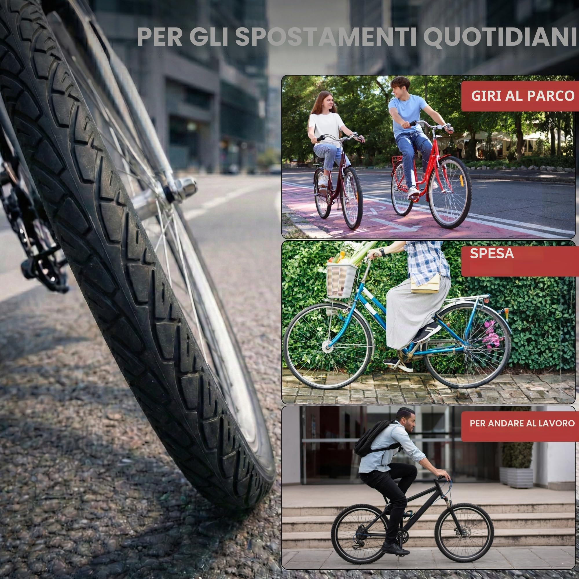 Fincci Copertone 26x2.125 Pollici 54-559 Pneumatico Pieghevole per Strada MTB Gomme Slick Mountain Bike Ibrida Bici Stradale Corsa Bicicletta Copertone 26 x 2.125