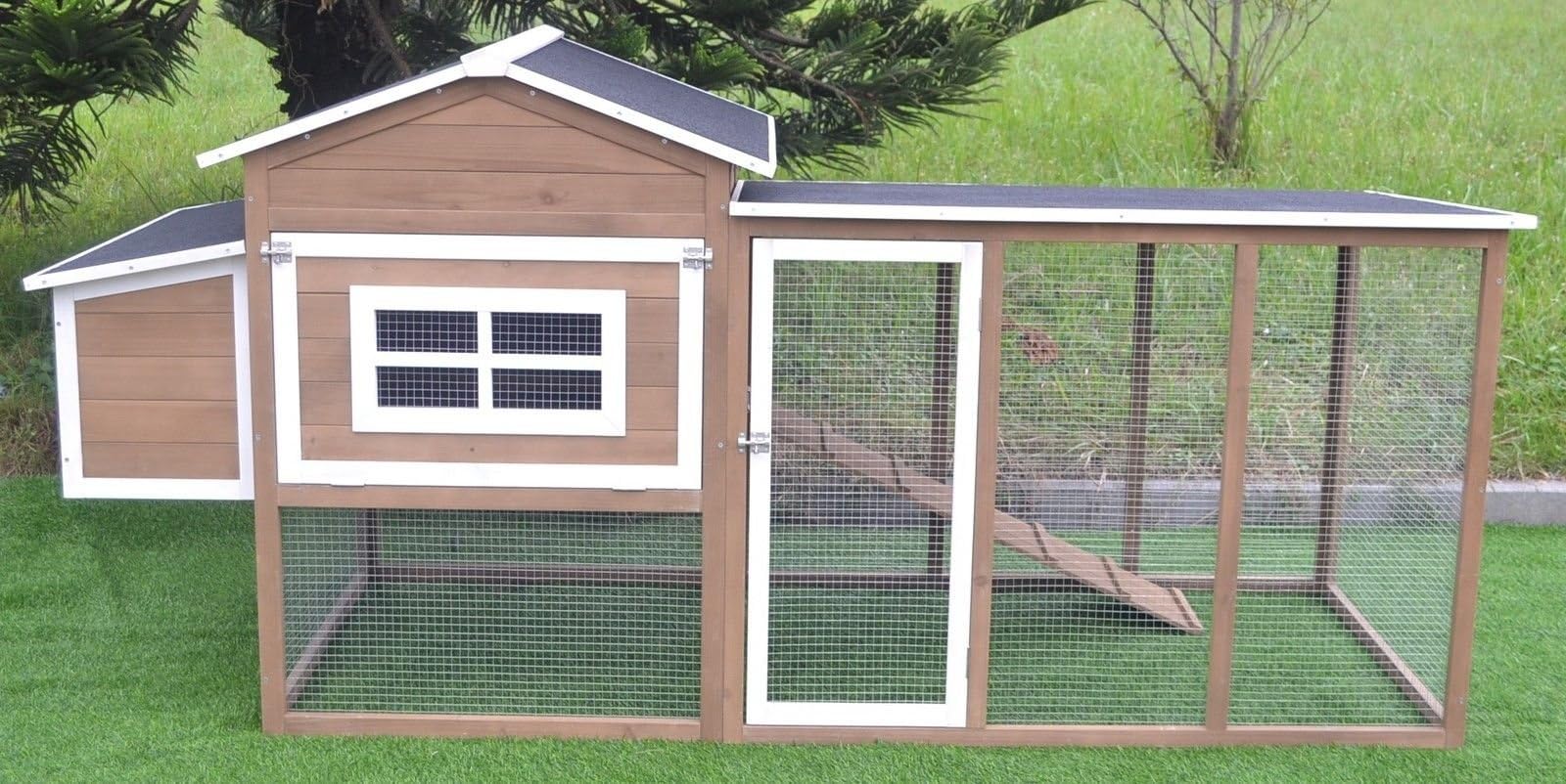OmitreeLarge 87" Wood Chicken Coop Backyard Hen House 4-6 Chickens Nesting Box & Run