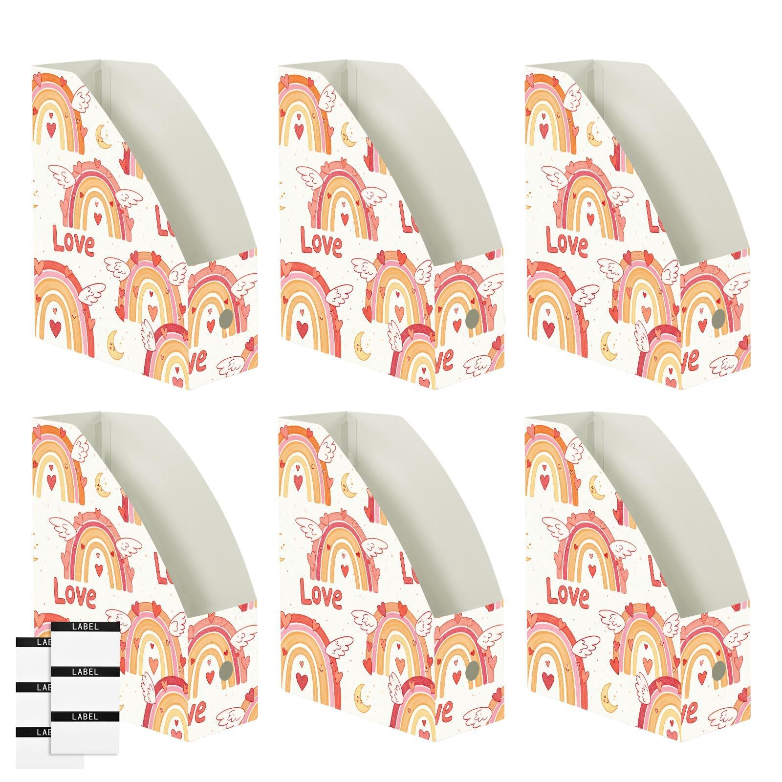 Organiseur de bureau avec classement vertical Motif arc-en-ciel Rose