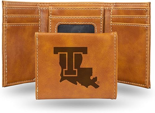 NCAA Rico Industries Cartera triple con grabado láser, grabada con láser, accesorio para hombre