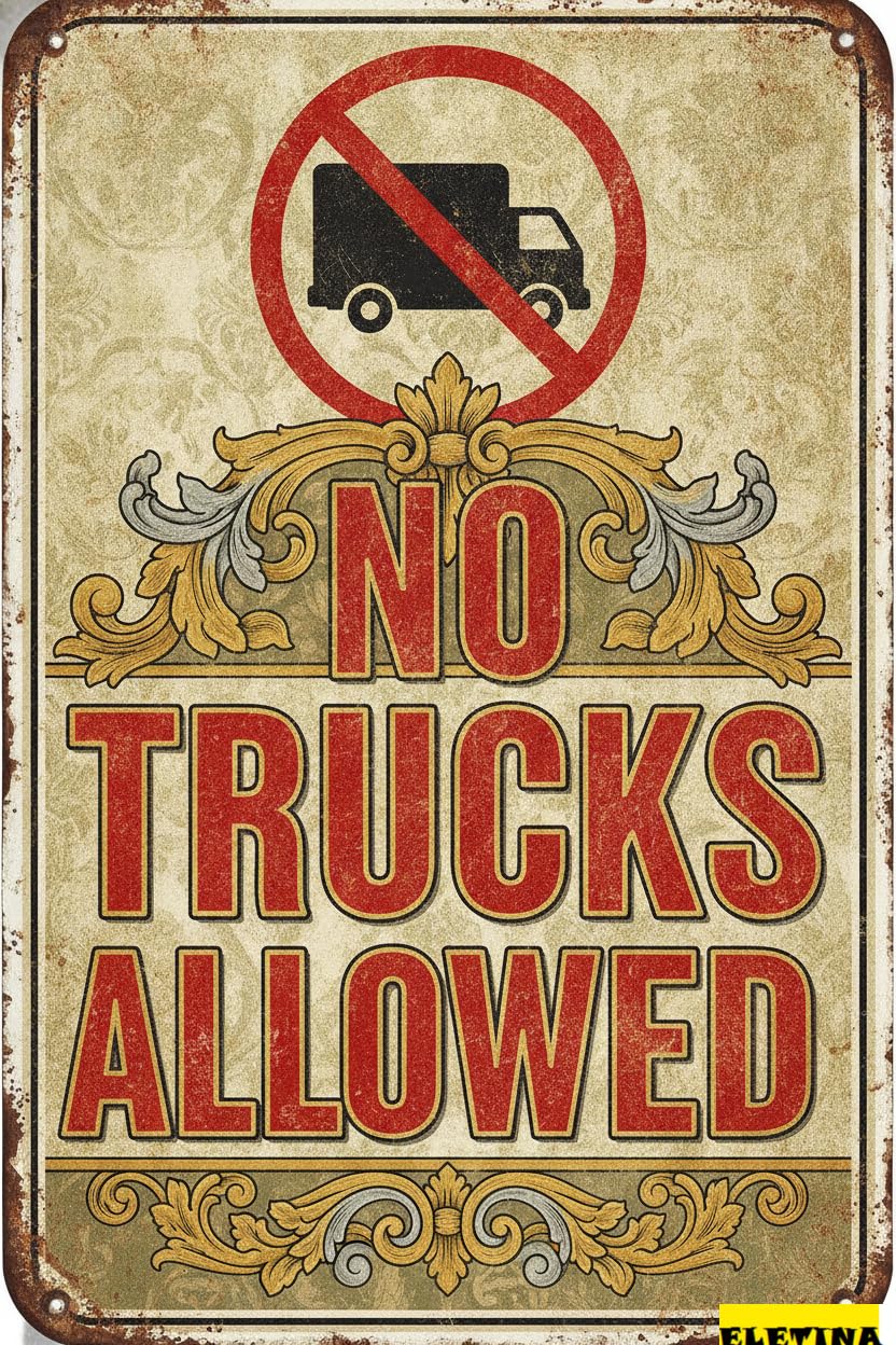 Personalized Sign for Man Cave No Trucks, 8x12 Reflective Aluminum No Trucks Allowed, Uv Protected, Weatherproof Private Property Decorative