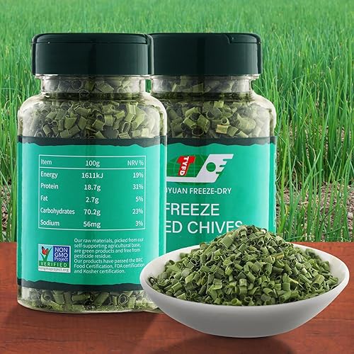 Miniatura 7 de TYFD TUYUAN FREEZE-DRY Cebollino liofilizado, cebollino liofilizado, cebollino sustituto fresco, condimento de cebollino deshidratado, 2 x 0.28
