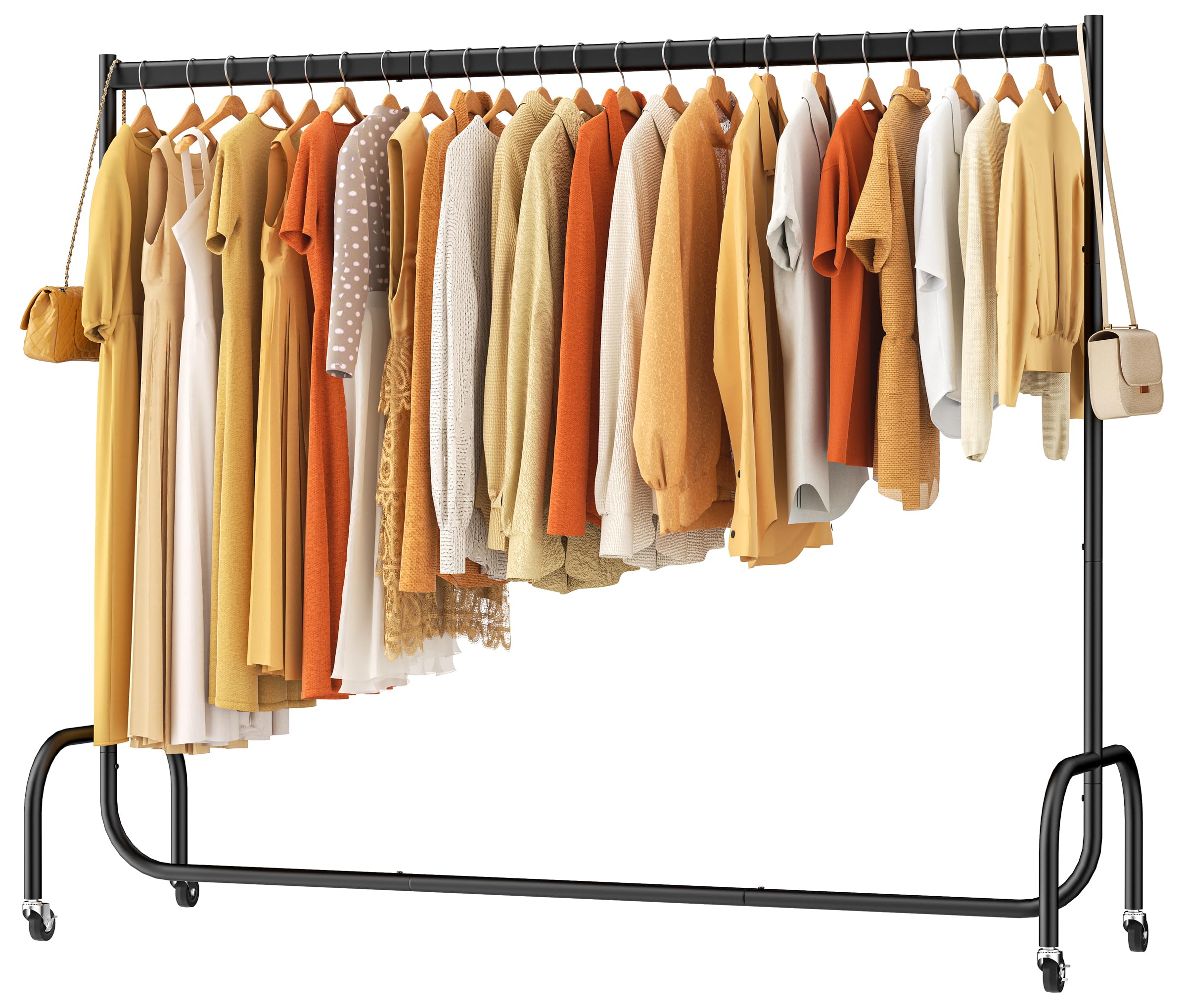 HOMIDEC Heavy Duty Metal Clothes Rail with Wheels,180 cm Clothes Rack for Hanging Clothes, Coats, Dresses, Clothing Rail for Bedroom, Closet, Laundry,Hold up to 130 kg โ image 1