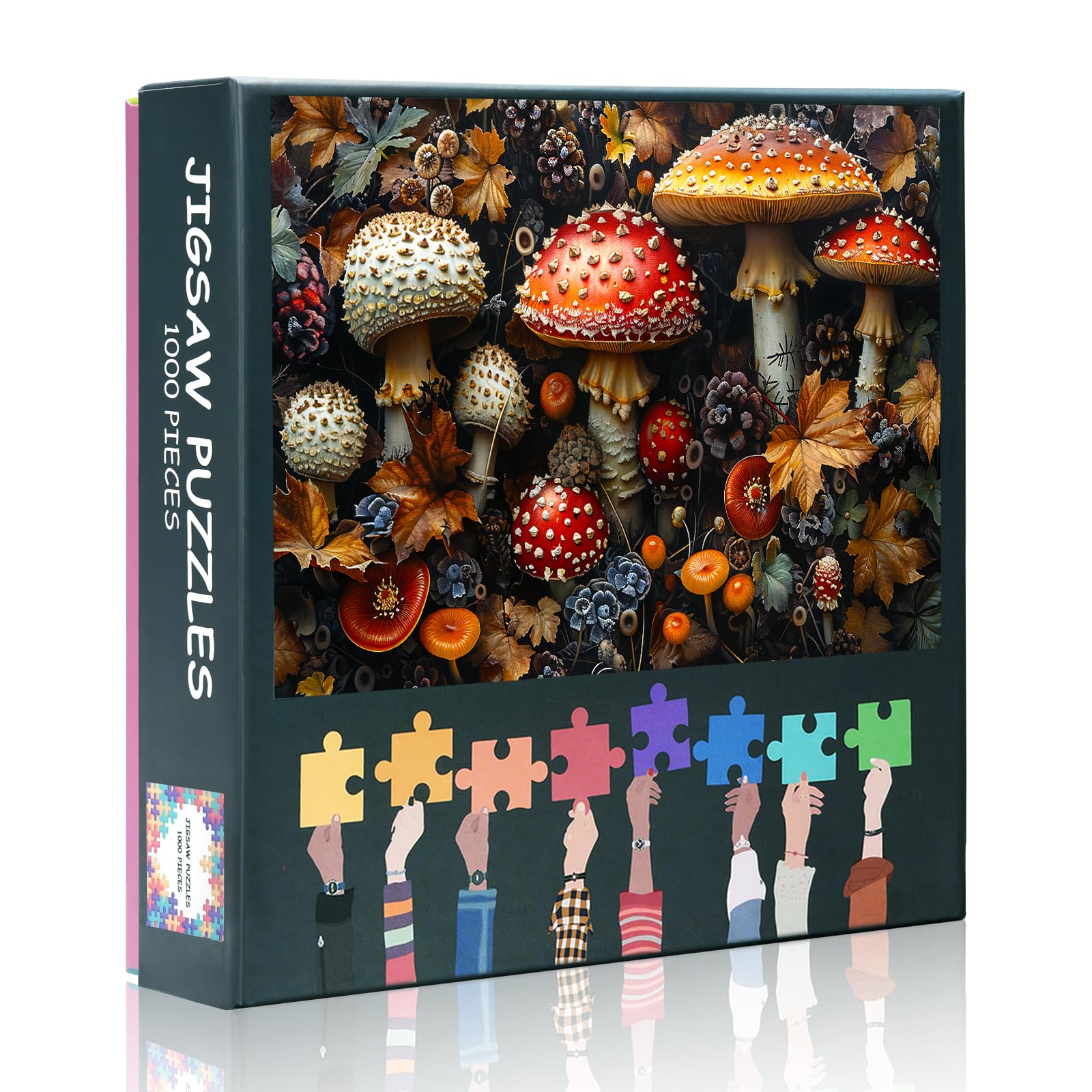 1000 Piece Forest Mushroom Jigsaw Puzzles - Enchanting Woodland Scene with Various Fungi, Moss-Covered Ground, and Sunlight Through Trees - Nature Puzzle for Adults