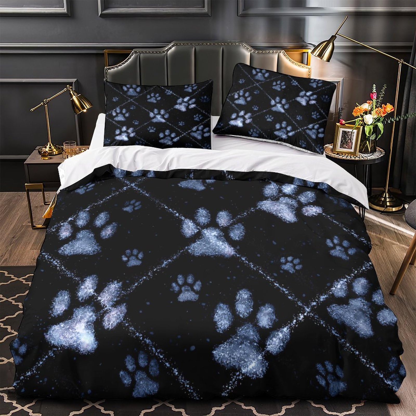 Housse de couette panda 220x240 parure de lit enfant microfibre avec taie