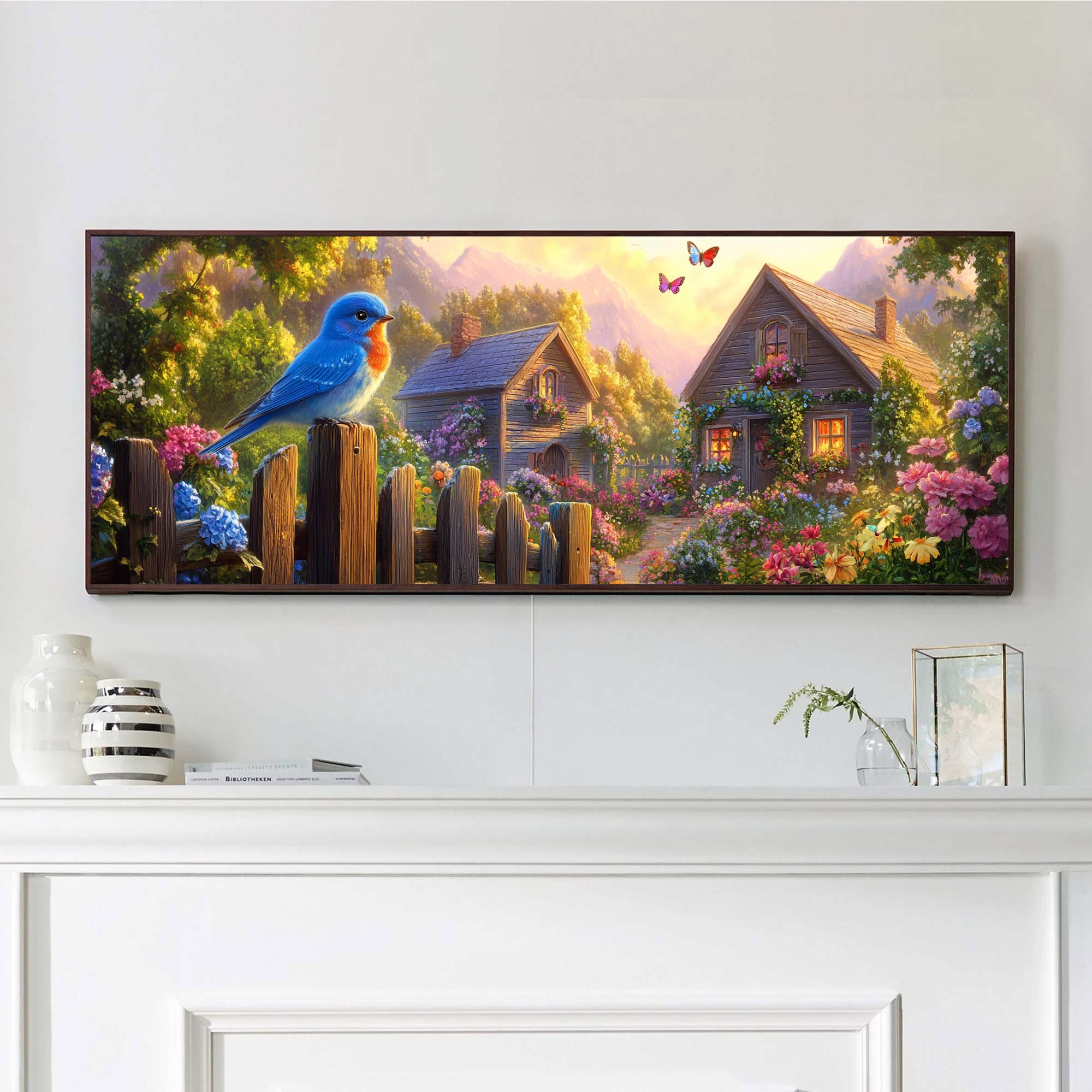 VAIIEYO 5D DIY Bird Large Diamond Painting Kit, Large Diamond Art for Adults House, Paint with Round Full Drill Crystal Rhinestone Diamonds Gem Art for Home Wall Decoration Gift 12X31Inch