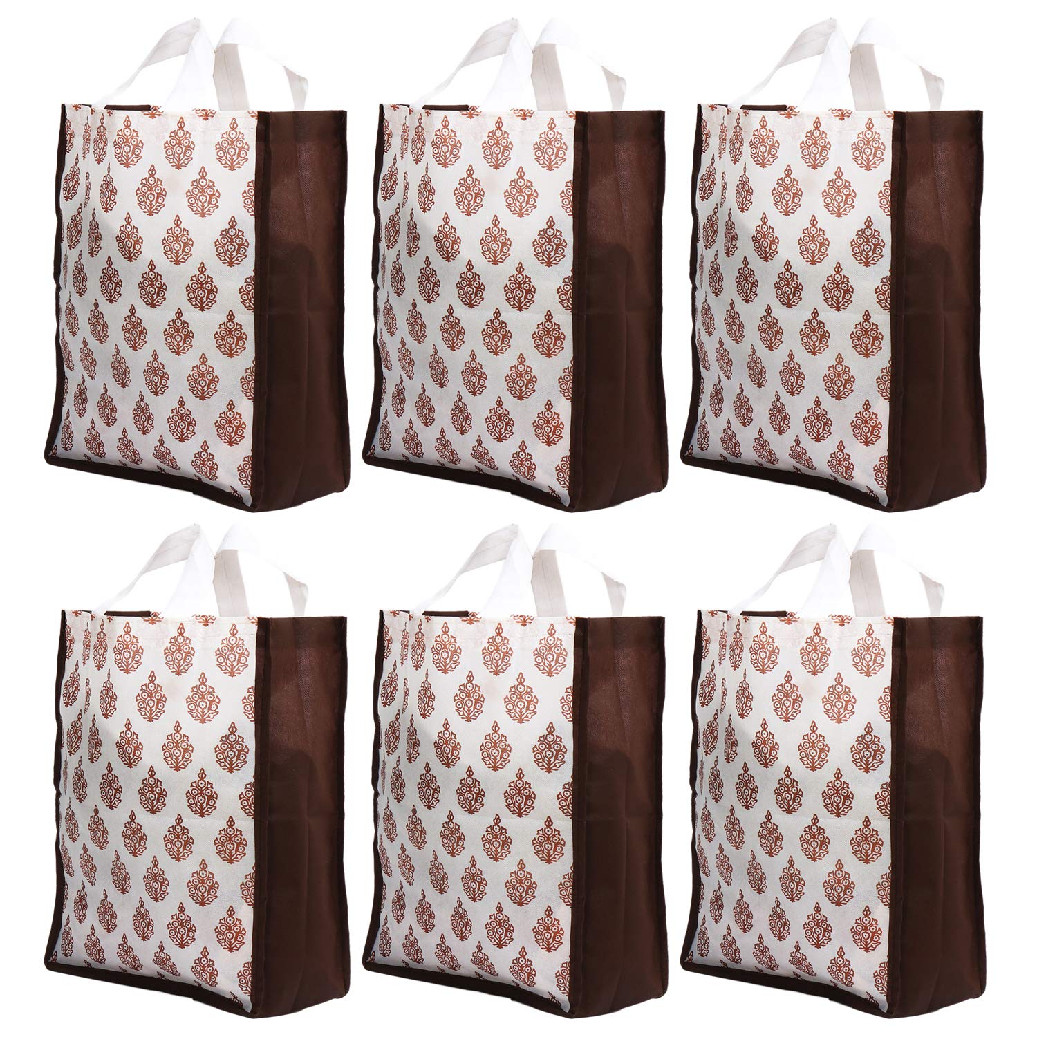 Kuber IndustriesKuber Industries Medium Size 6 Pieces Non Woven Eco-Friendly Reusable Multipurpose Shopping Carry Bags (Brown) - CTKTC030807