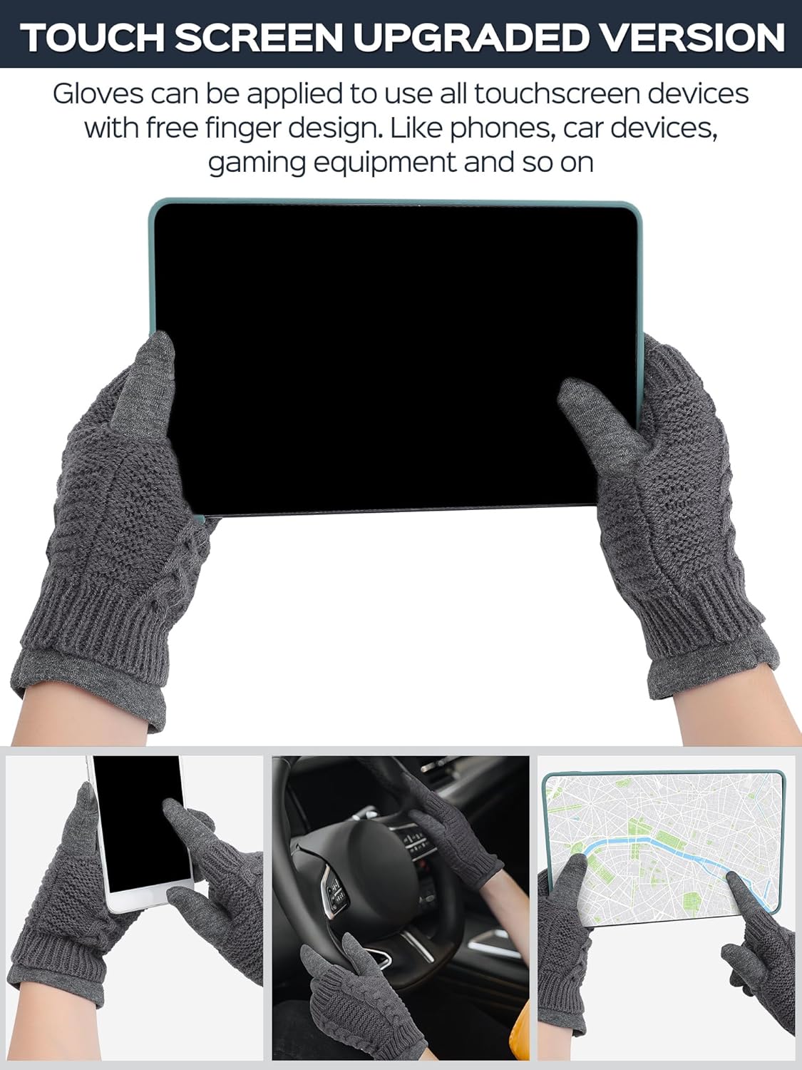 Janmercy 6 Pair 2in1 Winter Gloves for Women 3 Fingerless Gloves 3 Touchscreen Glove Warm Fleece Mitten for Cold Weather - Image 7