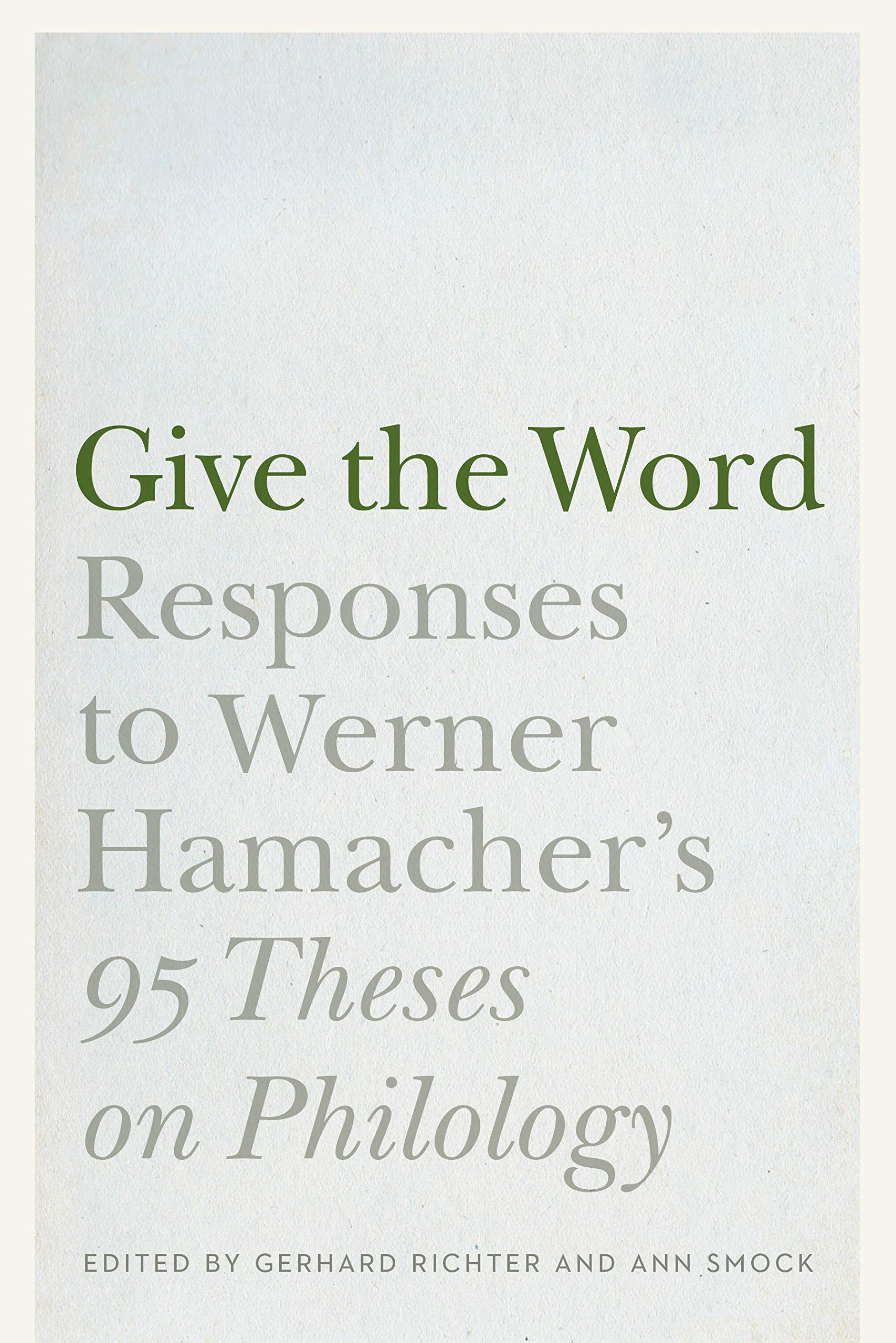 Give the Word by Gerhard Richter, Ann Smock, Werner Hamacher - 9781496206527
