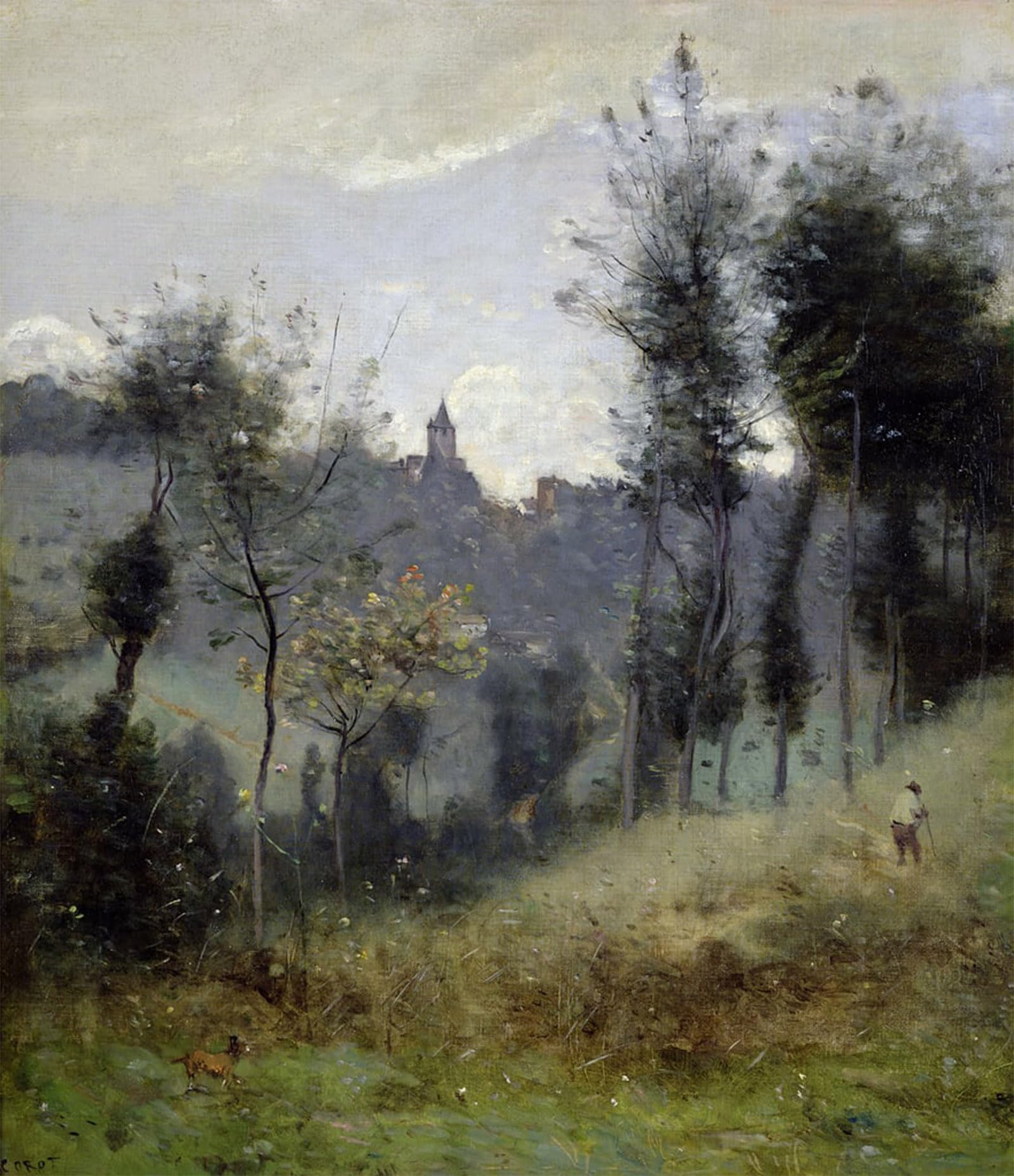 ARTXLXXBN Famous Art Print Poster Vintage Wall Art Canteleu near Rouen by Jean Baptiste Camille Corot Canvas Art Poster for Home Decor 60x90cm