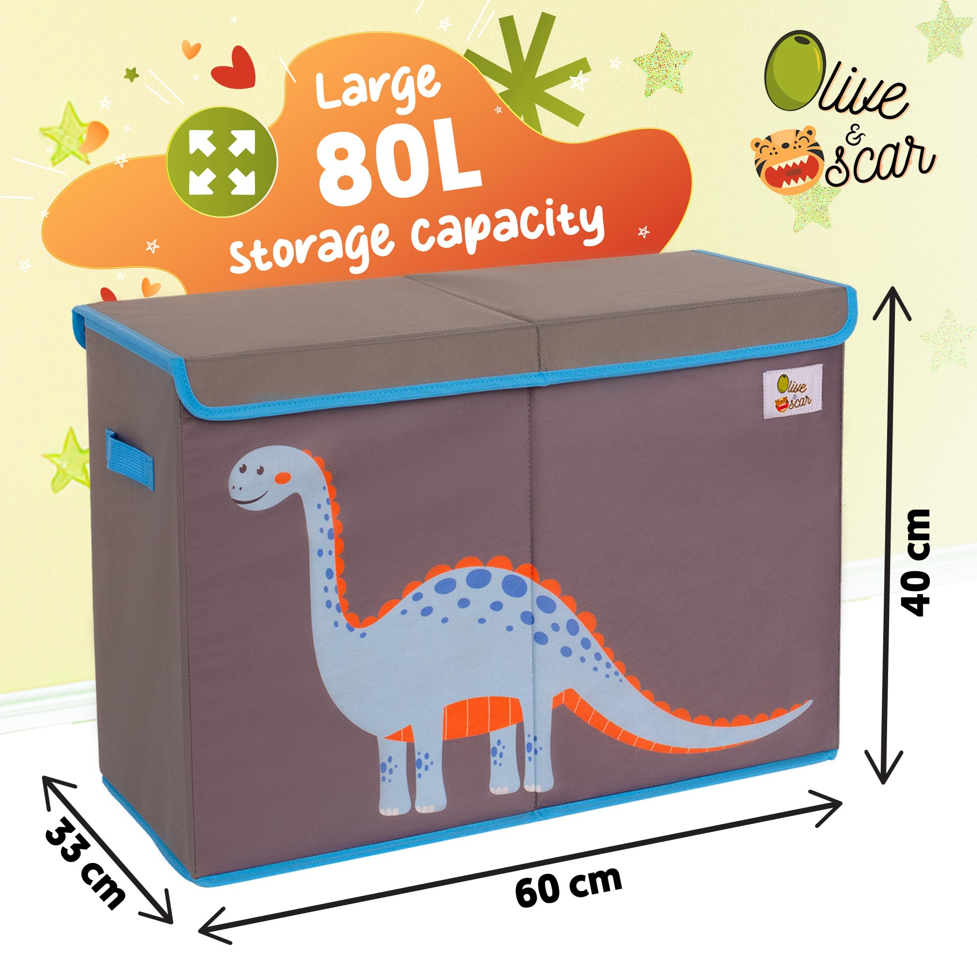 OLIVE&OSCAR 80L Toy box, kids Toy Box Storage with Lid & Handles, Suitable for All Children Boys, Girls,Toddlers - Image 3