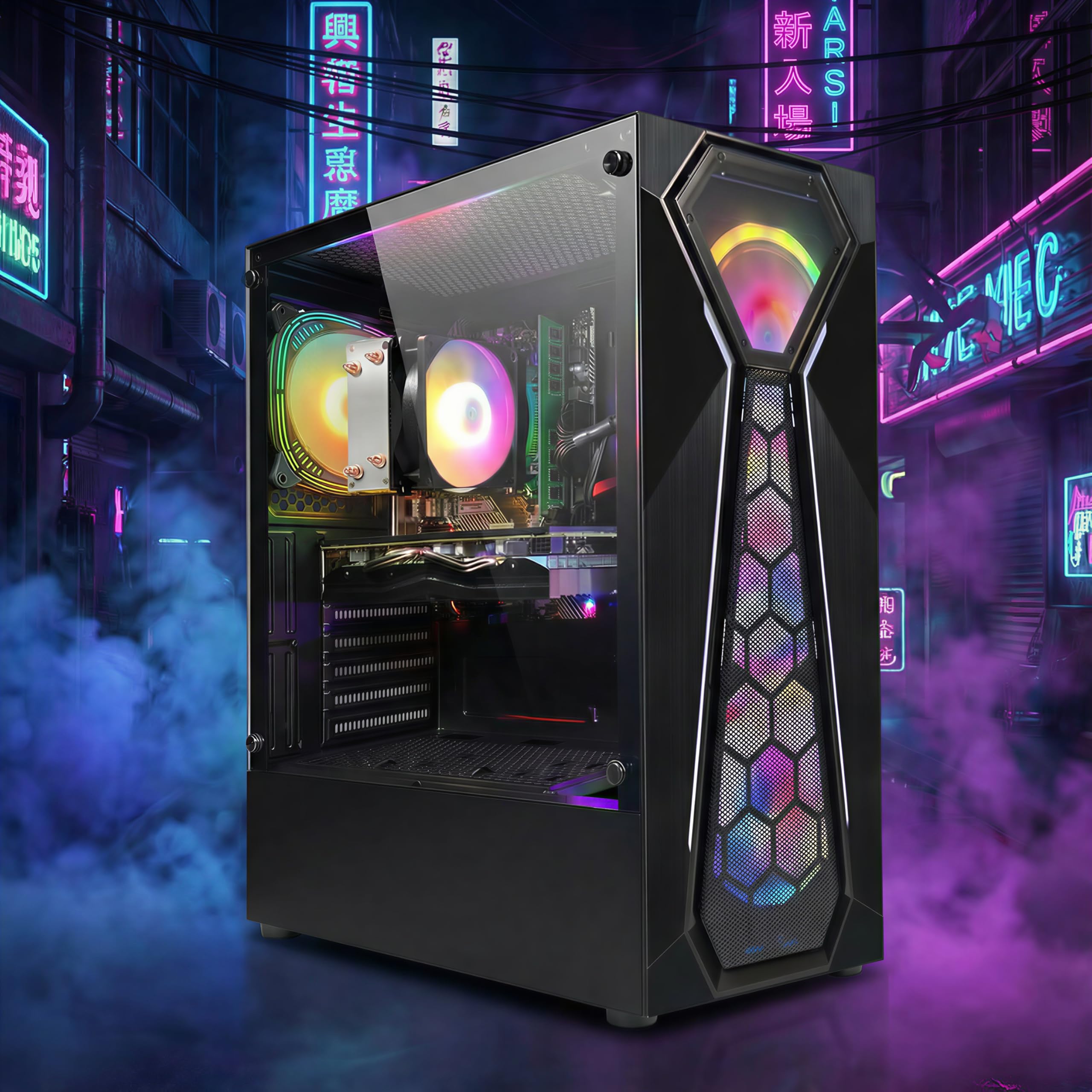 STGAubron Gaming PC Computer Desktop, AMD Ryzen 5 5500 up to 4.2G, GeForce RTX 2060 Super 8G, 16G DDR4, 1T SSD, WiFi 6, BT 5.2, RGB Fan x4, Windows 11 Home