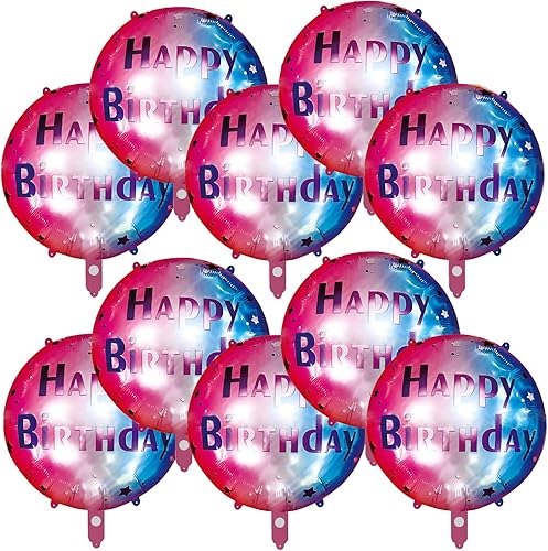 10 globos inflables redondos de papel de aluminio Mylar de 18 pulgadas para decoración de fiestas de cumpleaños, color azul dorado