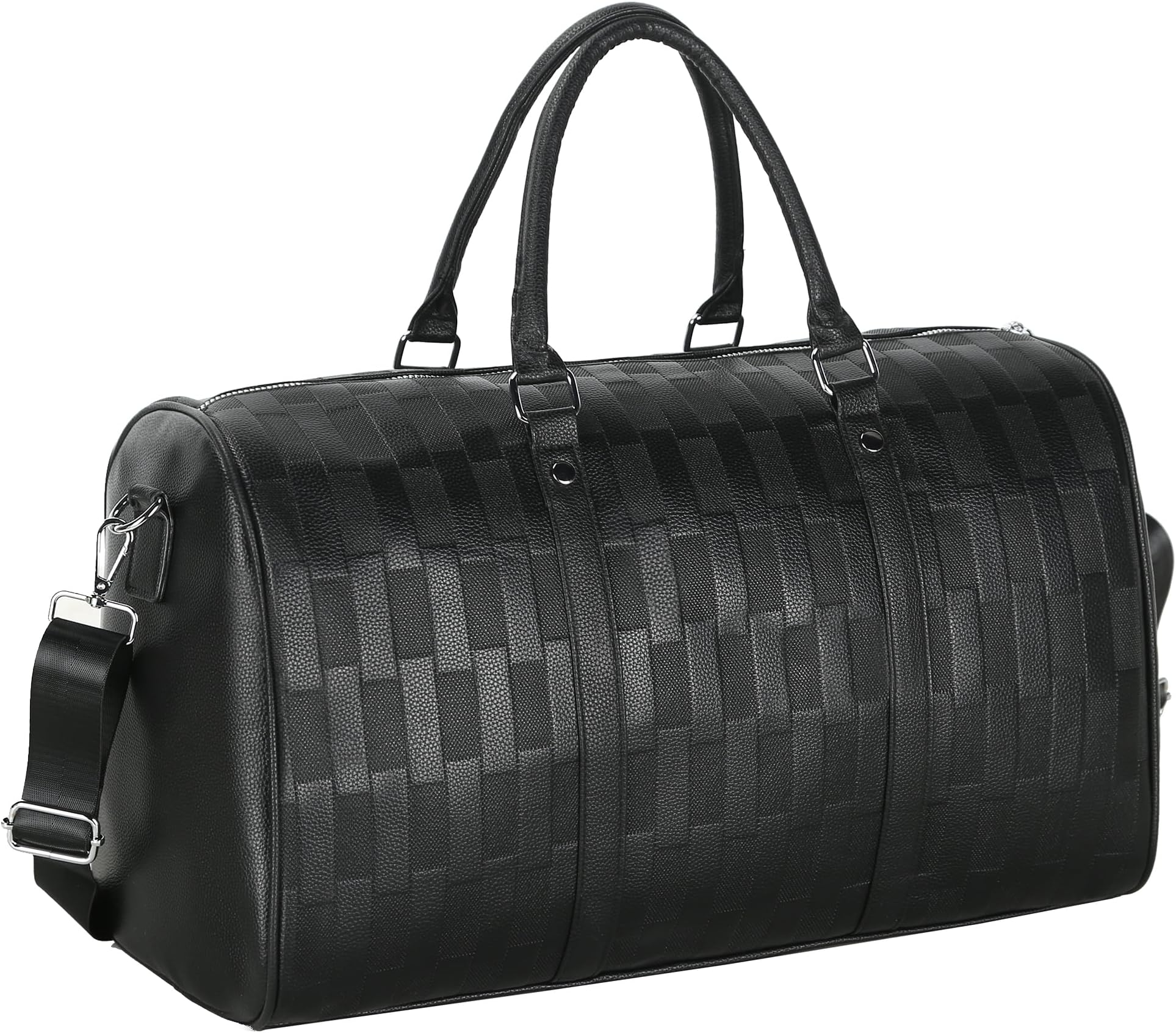 Leather Duffel Bag For Men Women Travel Carry-on, Large Overnight Bag with Handles & Adjustable Shoulder Strap