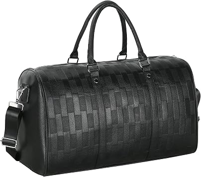 Leather Duffel Bag For Men Women Travel Carry-on, Large Overnight Bag with Handles & Adjustable Shoulder Strap