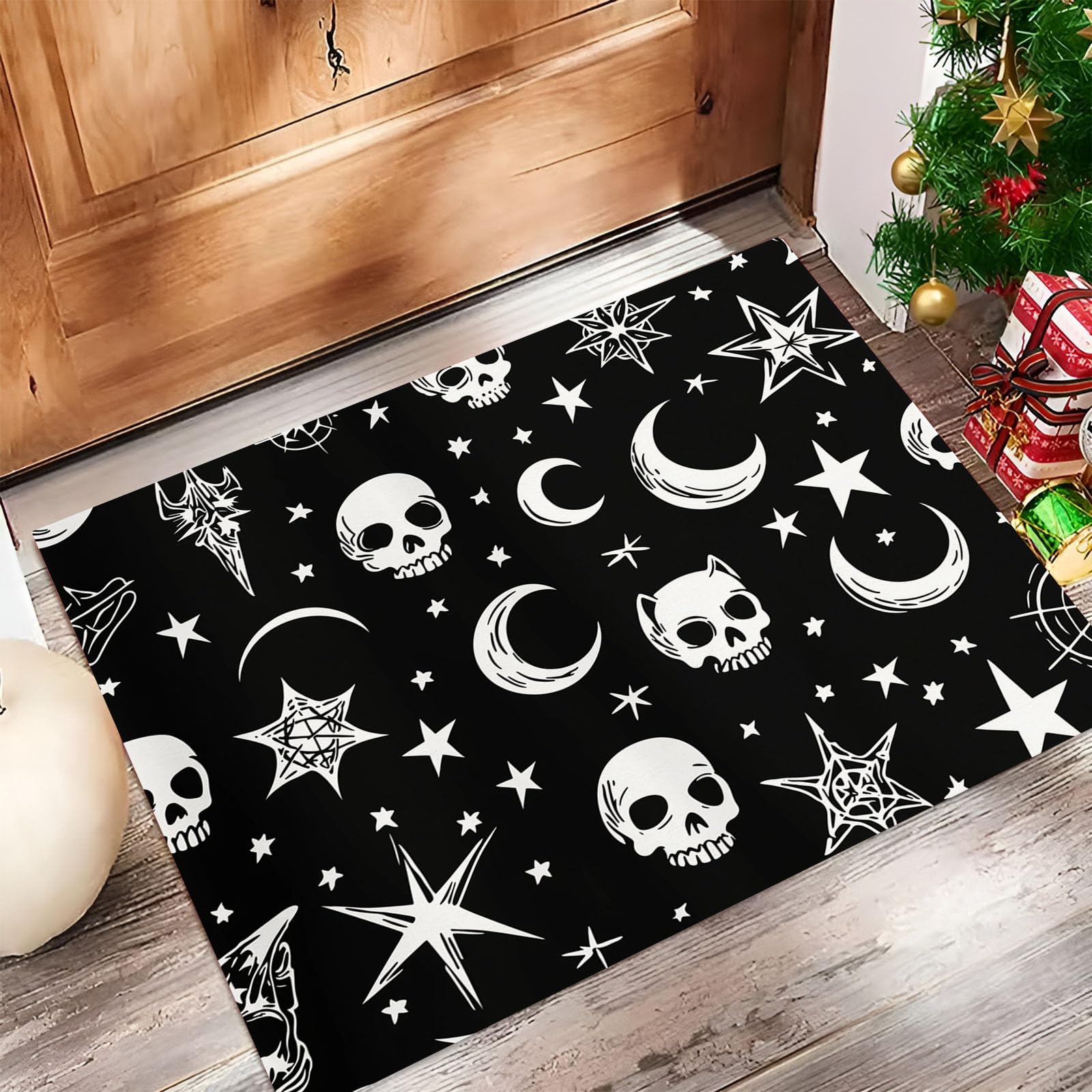 Tapis motifs de symboles gothiques 45x75 cm lavable pour salon