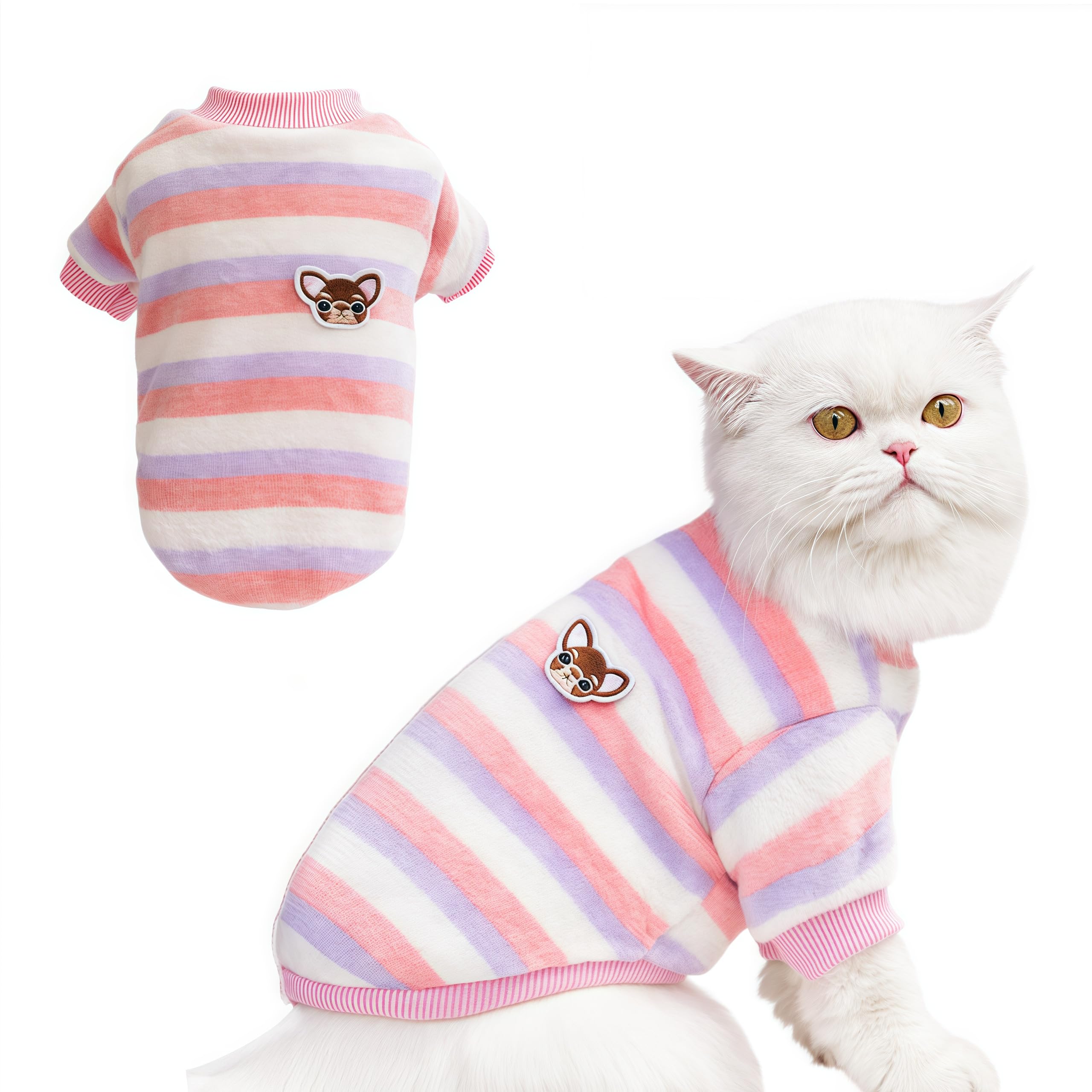 TwinkkeJoy Dog Sweater for Small Dogs Boys Girls Cat Puppy Coat Soft Warm Sweater Winter Clothes Fleece Dog Sweatshirt Jacket Cats Apparels Kitten Pet Doggie Sweaters?Pink?Large?