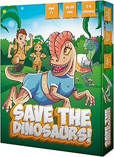 Save The Dinosaurs Card Game | Family Card Games for Kids and Adults | Fun Board Games for Family Game Night | Fun Party Games for Teens and Young Adults | Ages 7+ | 20-30 Minutes | 3-8 Players