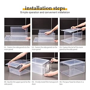 Attelite Upgraded Shoe Storage Box 9 Pack Shoe Box Clear Plastic Stackable X-Large Drop Front Shoe Box with Clear Magnetic Door,Shoe Organizer and Shoe Containers For Sneaker Display
